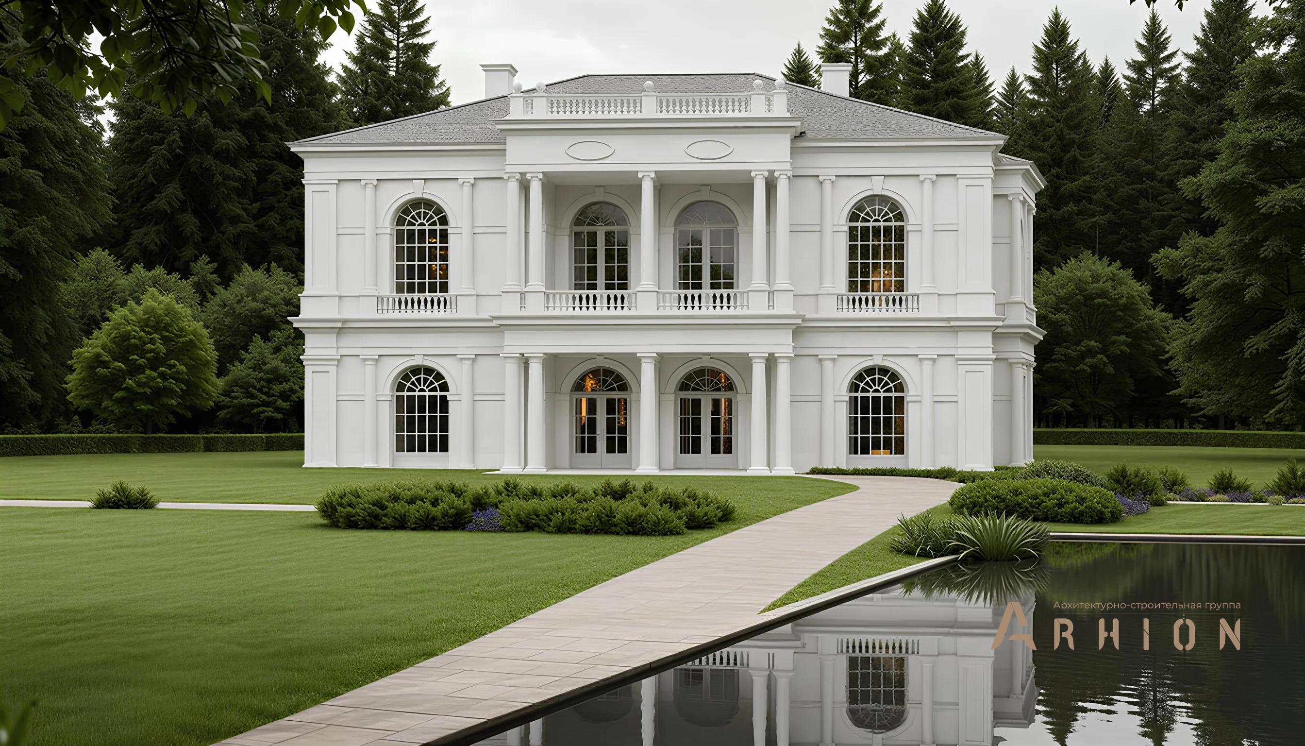 2. Проект двухэтажного дома в классическом стиле с многоскатной кровлей, AM-15, площадью - 530 кв c терассой, балконом, гаражом, вторым светом