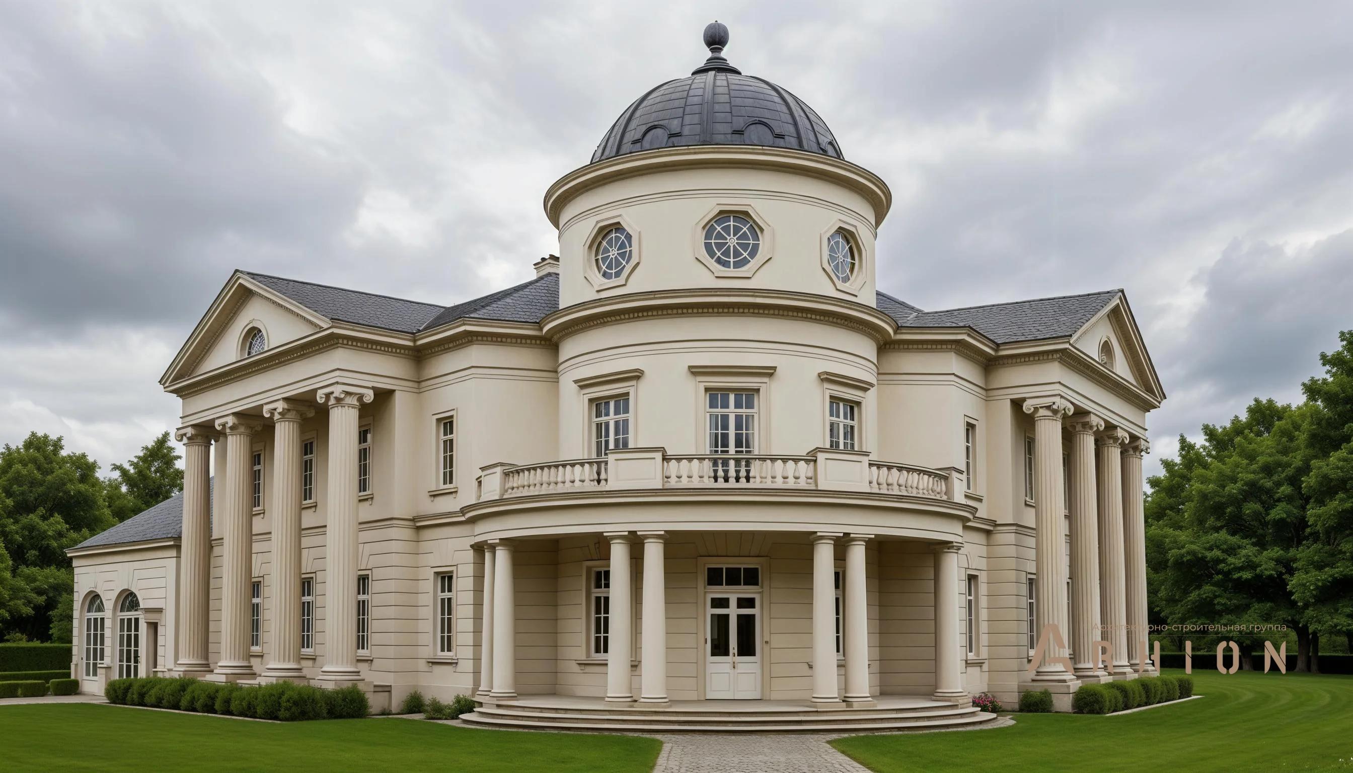 1. Проект двухэтажного дома в классическом стиле с многоскатной кровлей, AM-16, площадью - 814 кв c мансардой, балконом, гаражом