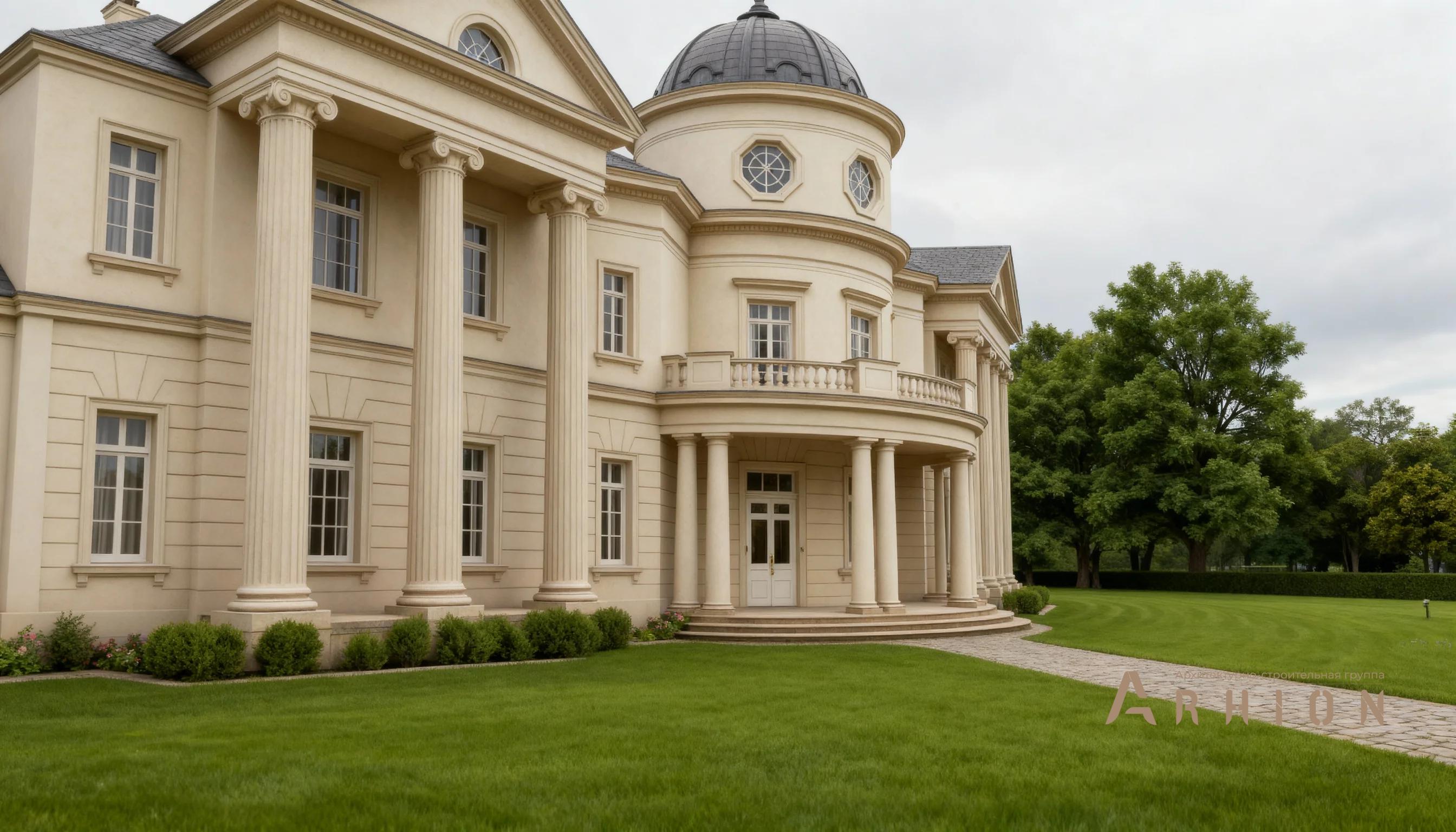 3. Проект двухэтажного дома в классическом стиле с многоскатной кровлей, AM-16, площадью - 814 кв c мансардой, балконом, гаражом