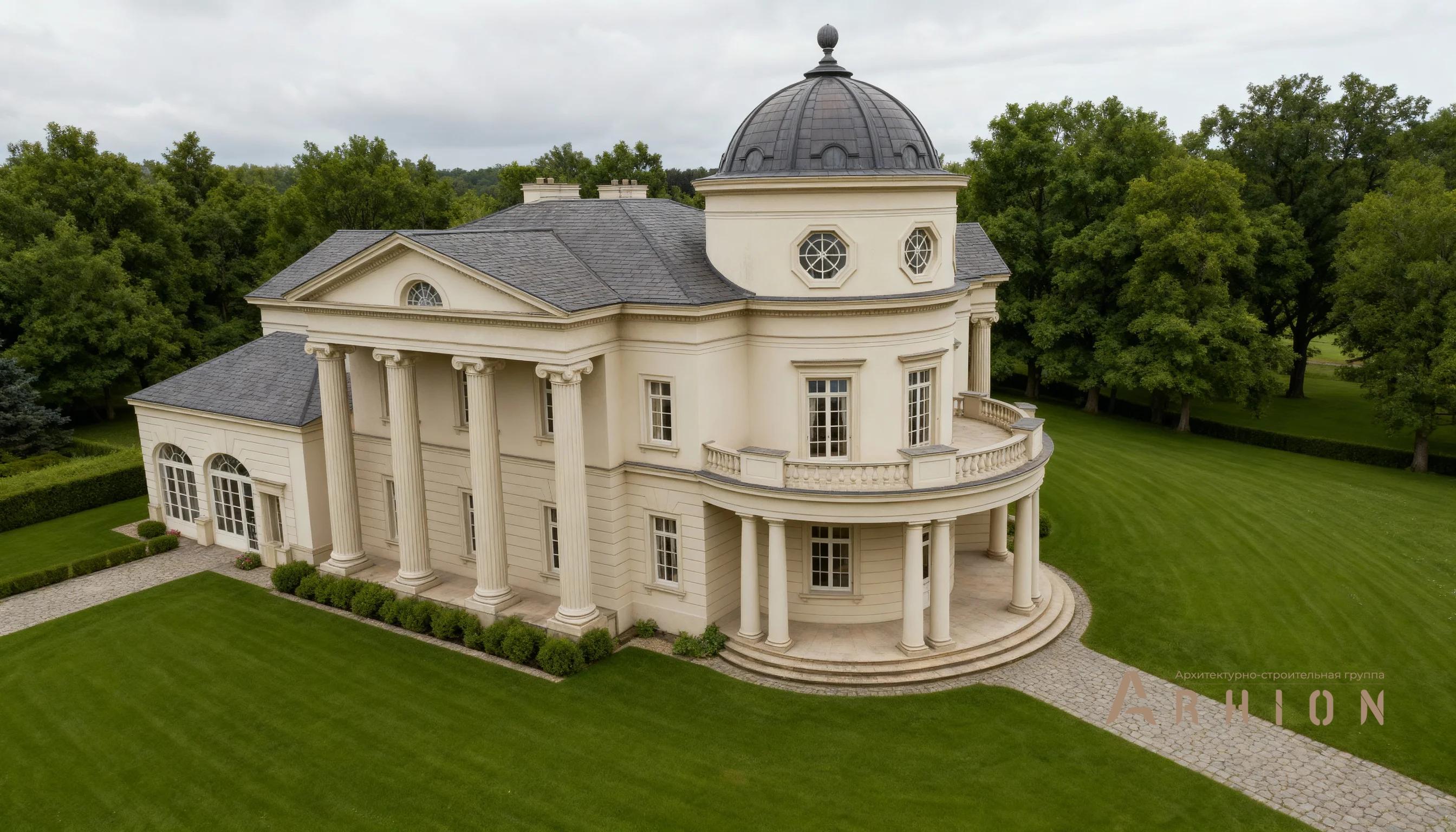 2. Проект двухэтажного дома в классическом стиле с многоскатной кровлей, AM-16, площадью - 814 кв c мансардой, балконом, гаражом