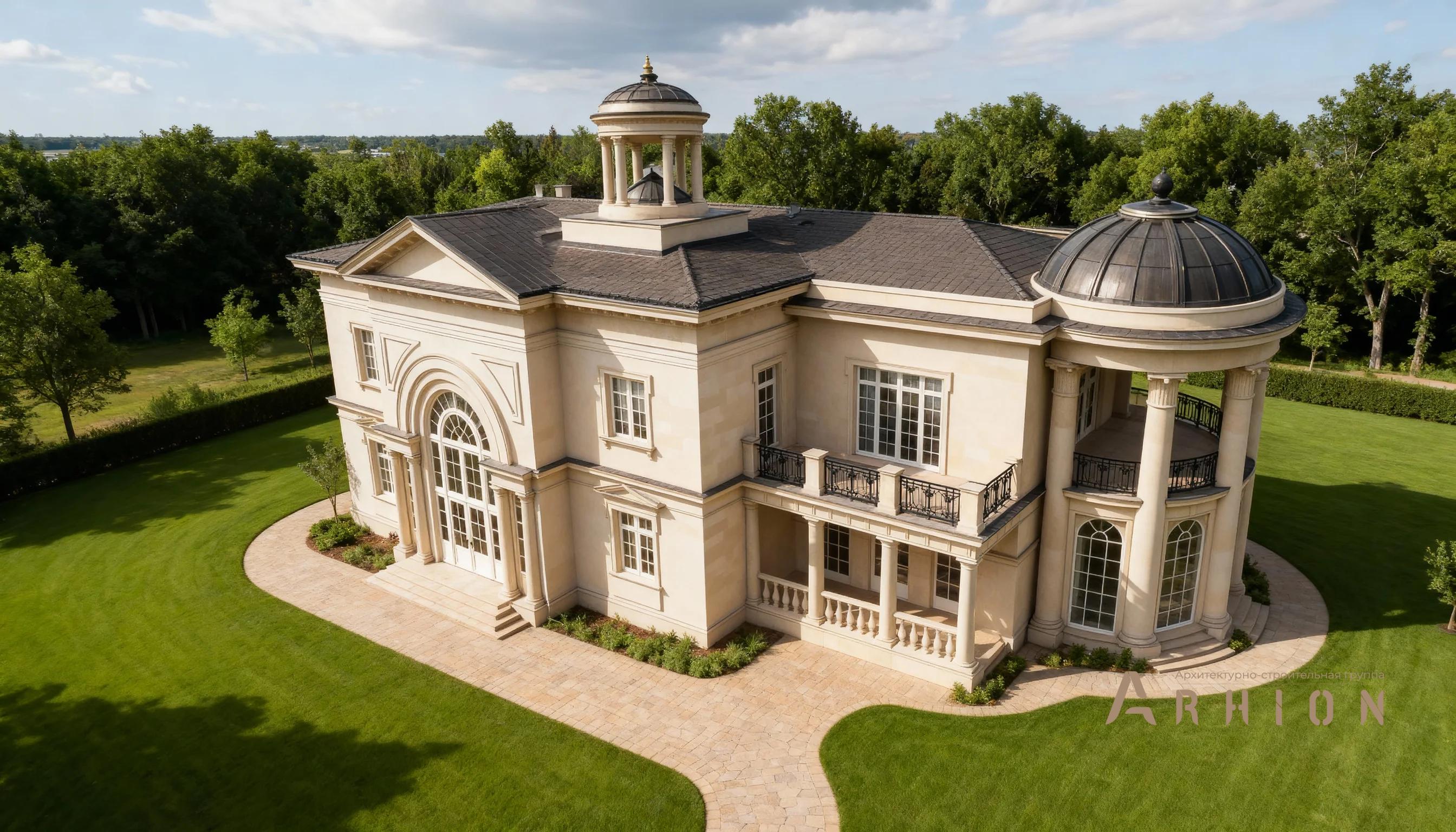 2. Проект двухэтажного дома в классическом стиле с многоскатной кровлей, AM-17, площадью - 520 кв c балконом, вторым светом