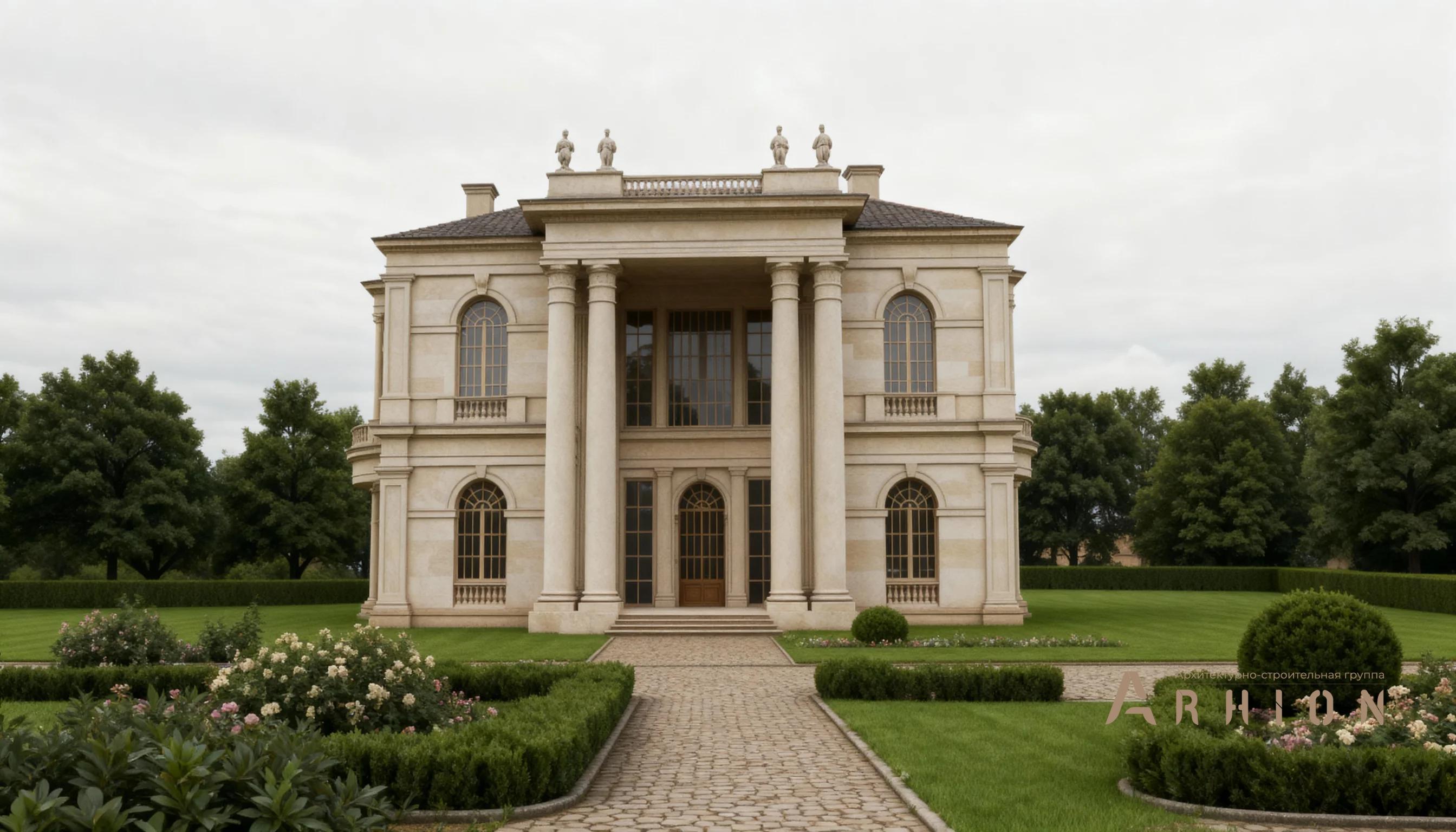 3. Проект двухэтажного дома в классическом стиле с многоскатной кровлей, AM-18, площадью - 900 кв c цокольным этажом, сауной, гаражом