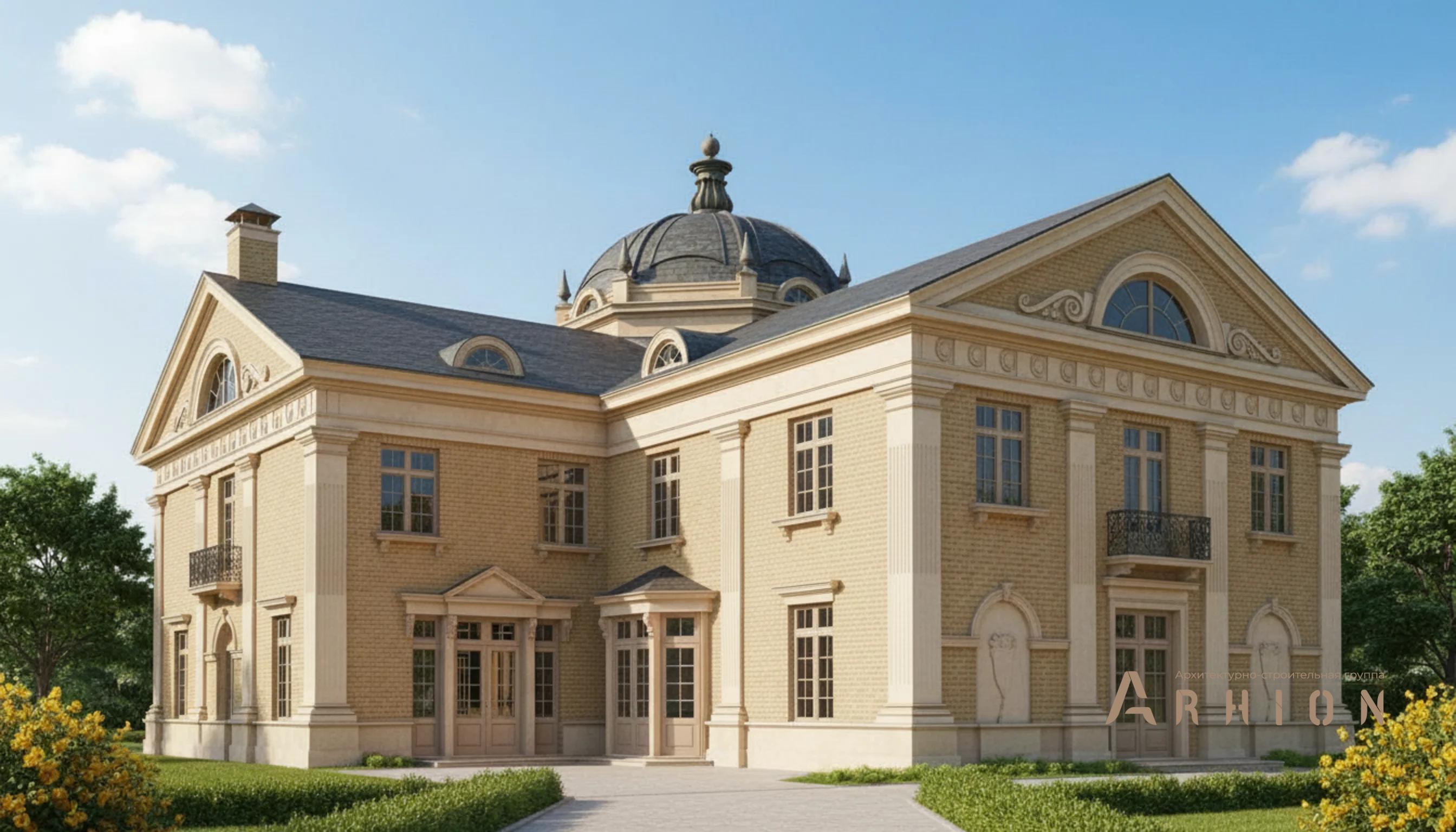 3. Проект двухэтажного дома в классическом стиле с многоскатной кровлей, AM-19, площадью - 580 кв c мансардой, эркером