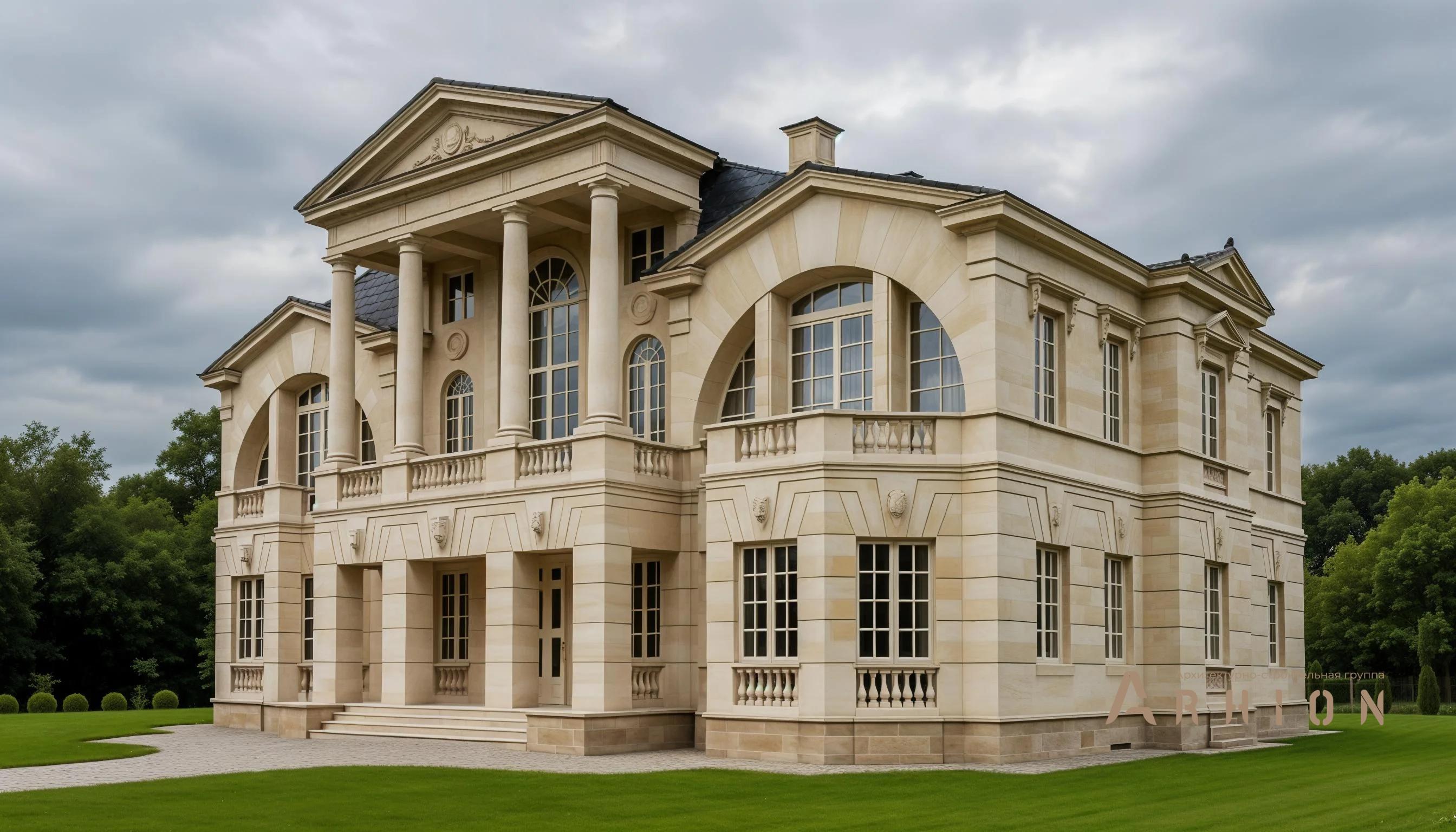 3. Проект двухэтажного дома в классическом стиле с многоскатной кровлей, AM-20, площадью - 570 кв c мансардой, балконом, вторым светом