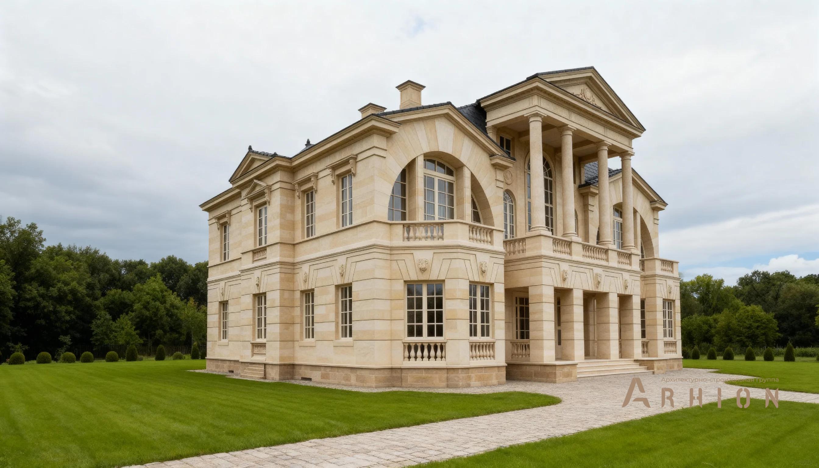 2. Проект двухэтажного дома в классическом стиле с многоскатной кровлей, AM-20, площадью - 570 кв c мансардой, балконом, вторым светом