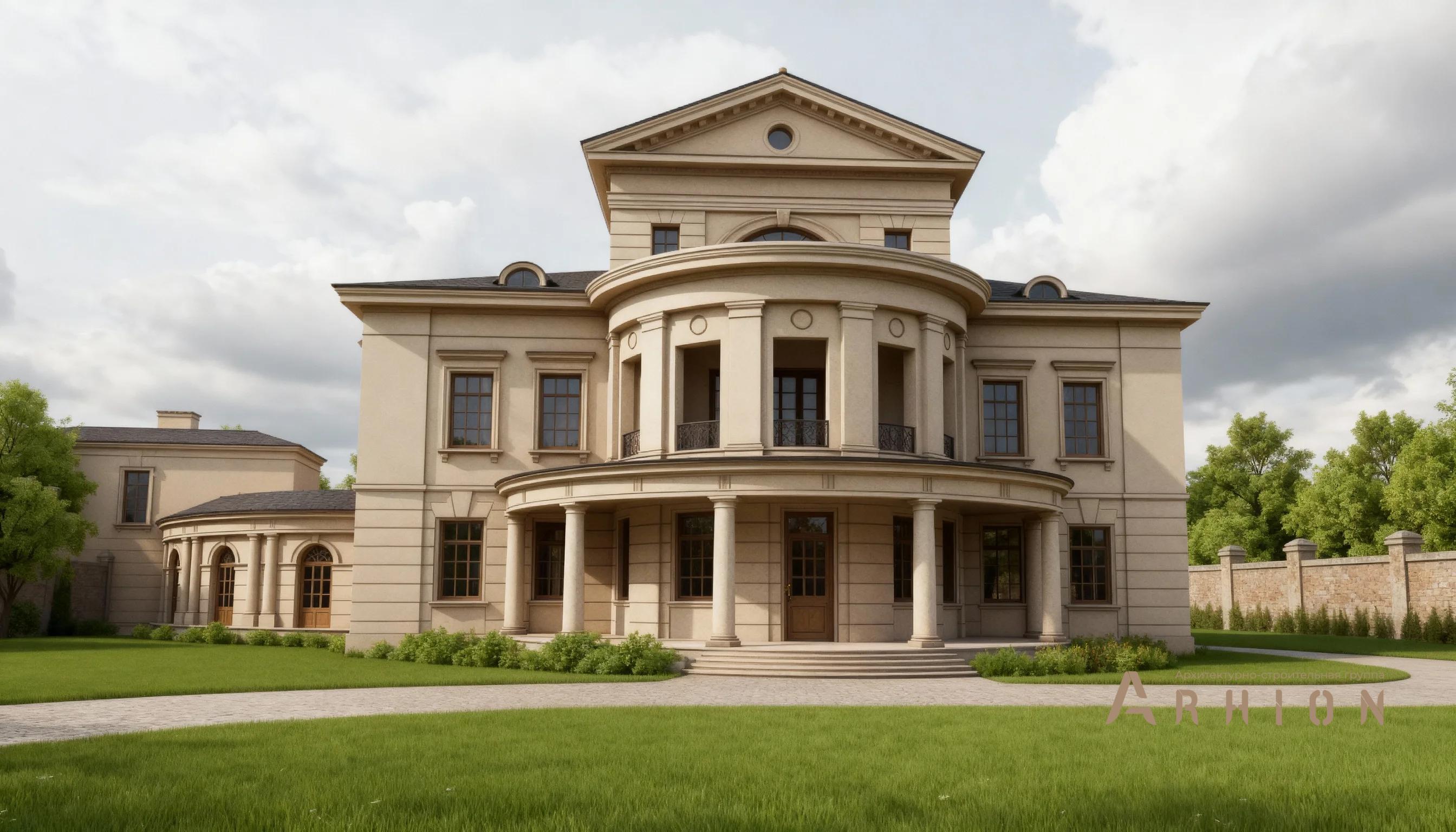 1. Проект двухэтажного дома в классическом стиле с многоскатной кровлей, AM-21, площадью - 970 кв c мансардой, сауной, гаражом, бассейном, эркером, вторым светом