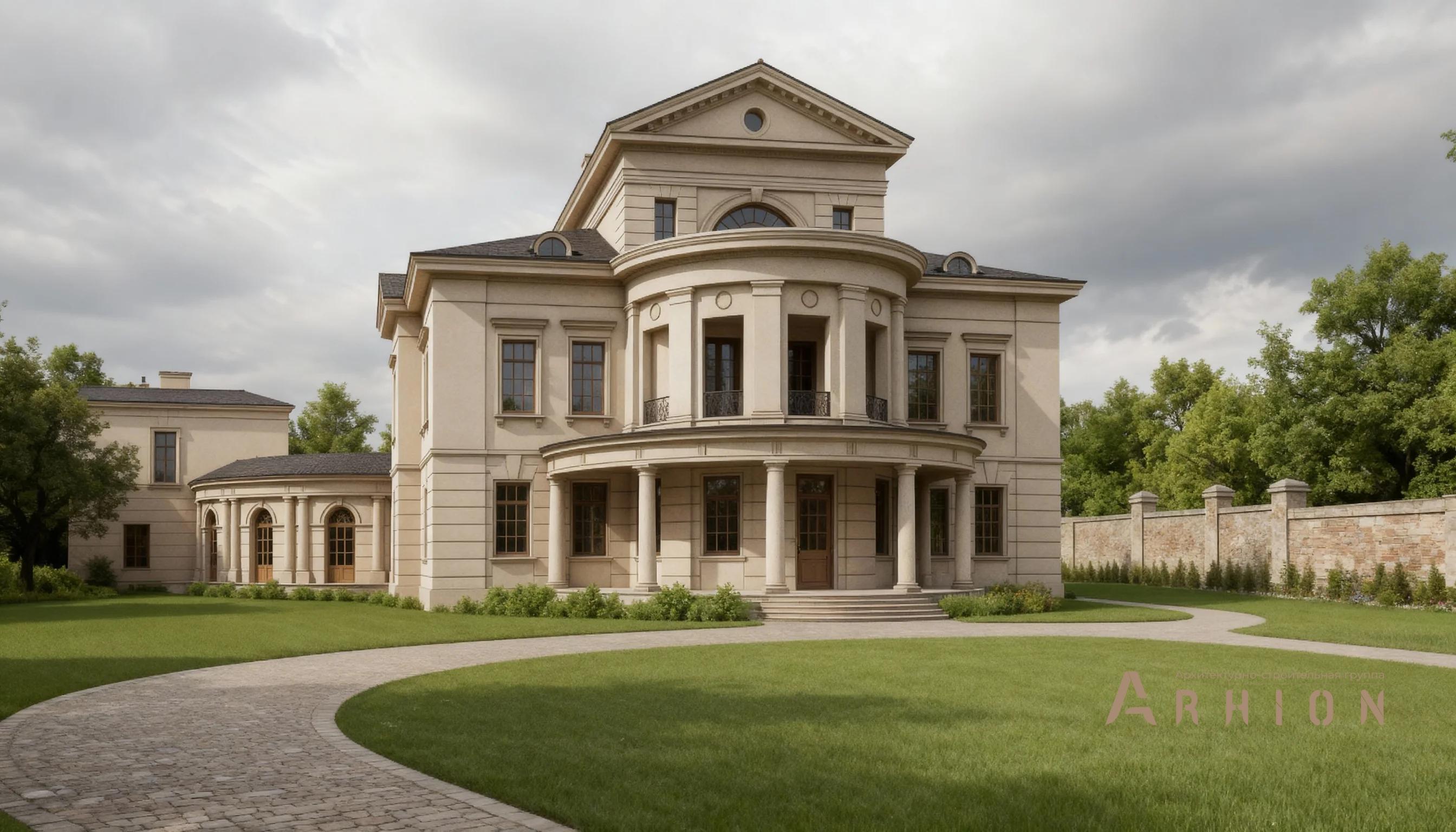 2. Проект двухэтажного дома в классическом стиле с многоскатной кровлей, AM-21, площадью - 970 кв c мансардой, сауной, гаражом, бассейном, эркером, вторым светом