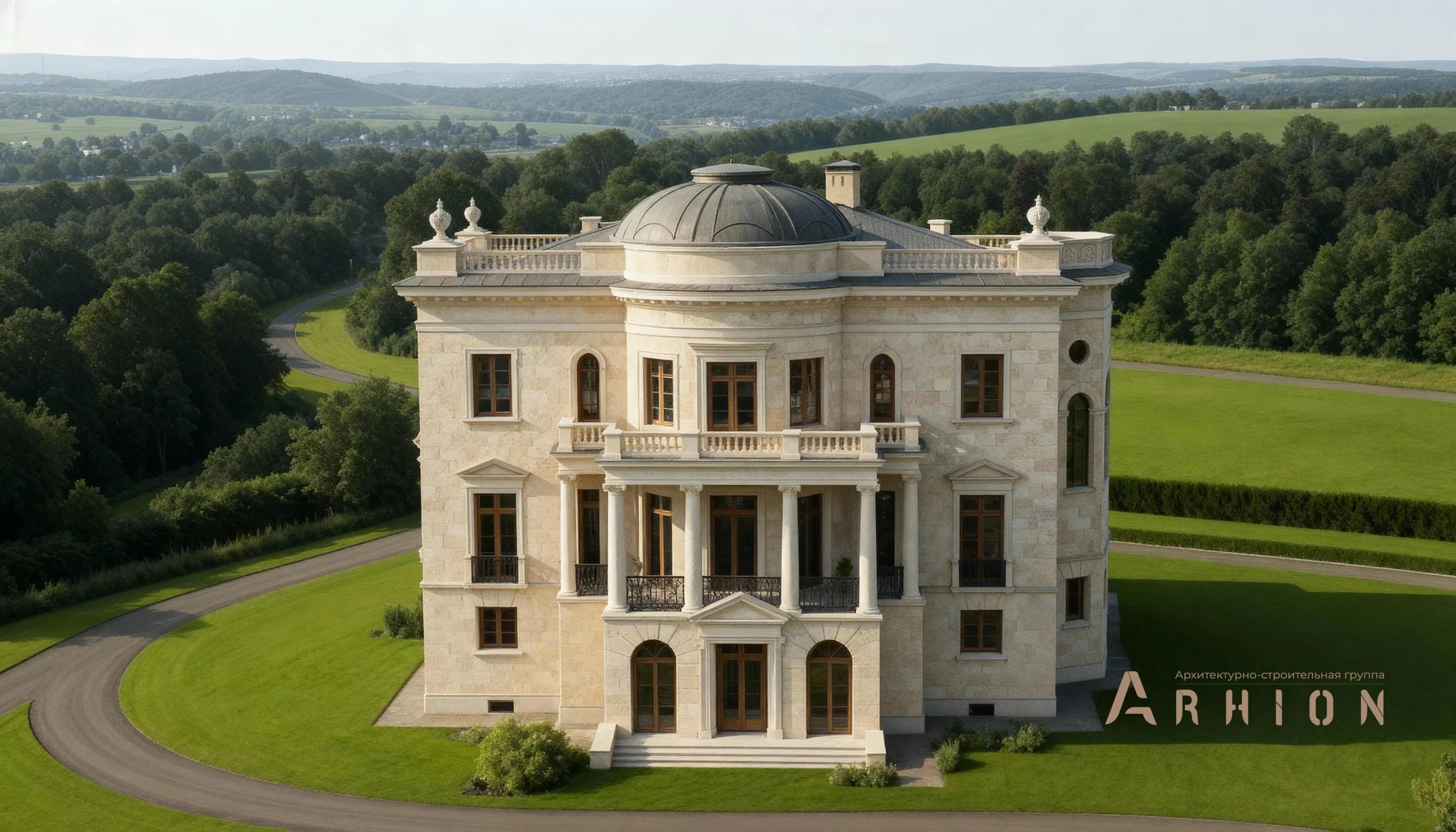 1. Проект трехэтажного дома в классическом стиле с многоскатной кровлей, AM-24, площадью - 731 кв c сауной, балконом, гаражом, эркером, вторым светом