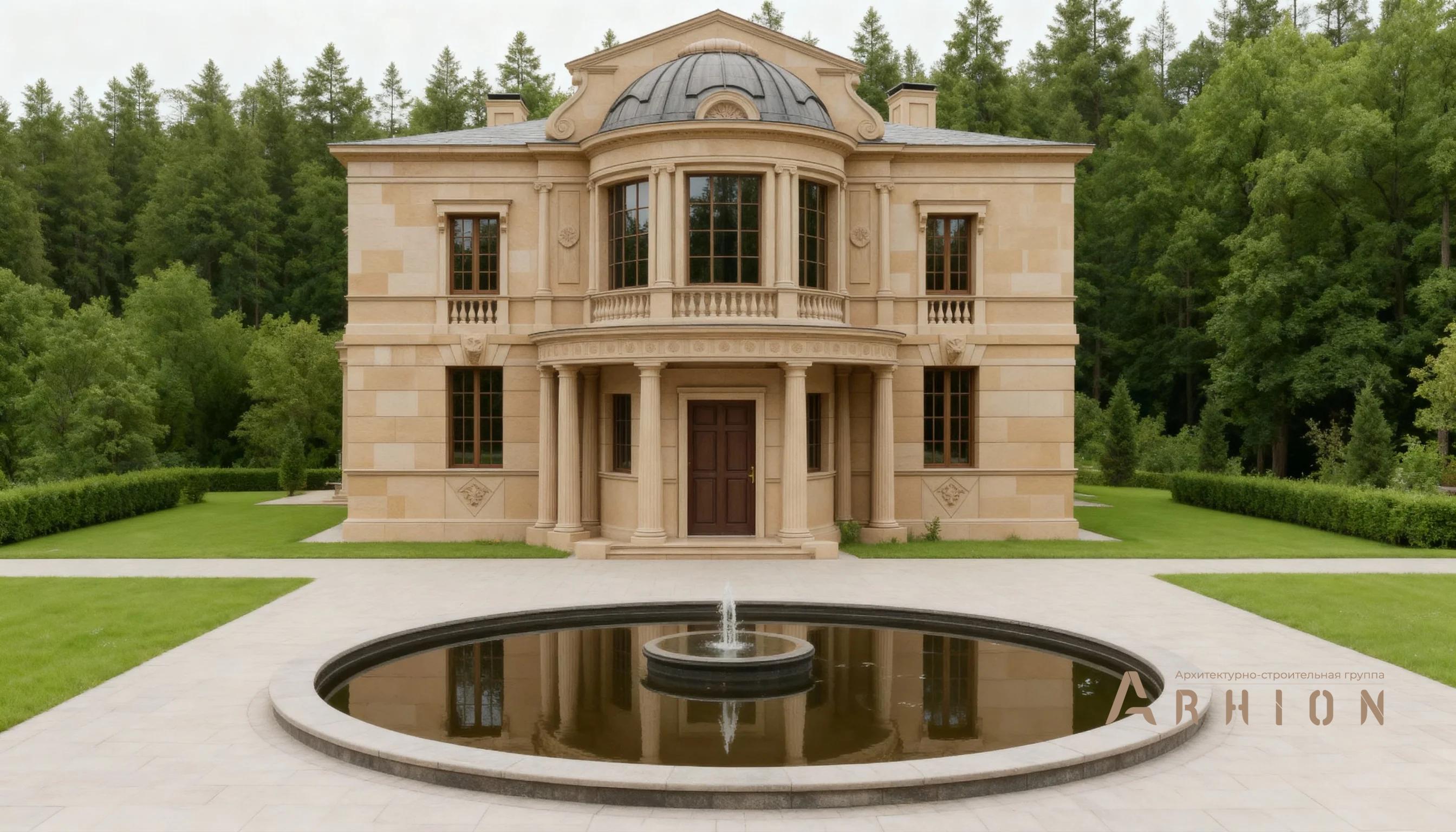 2. Проект двухэтажного дома в классическом стиле с многоскатной кровлей, AM-29, площадью - 460 кв c балконом, эркером