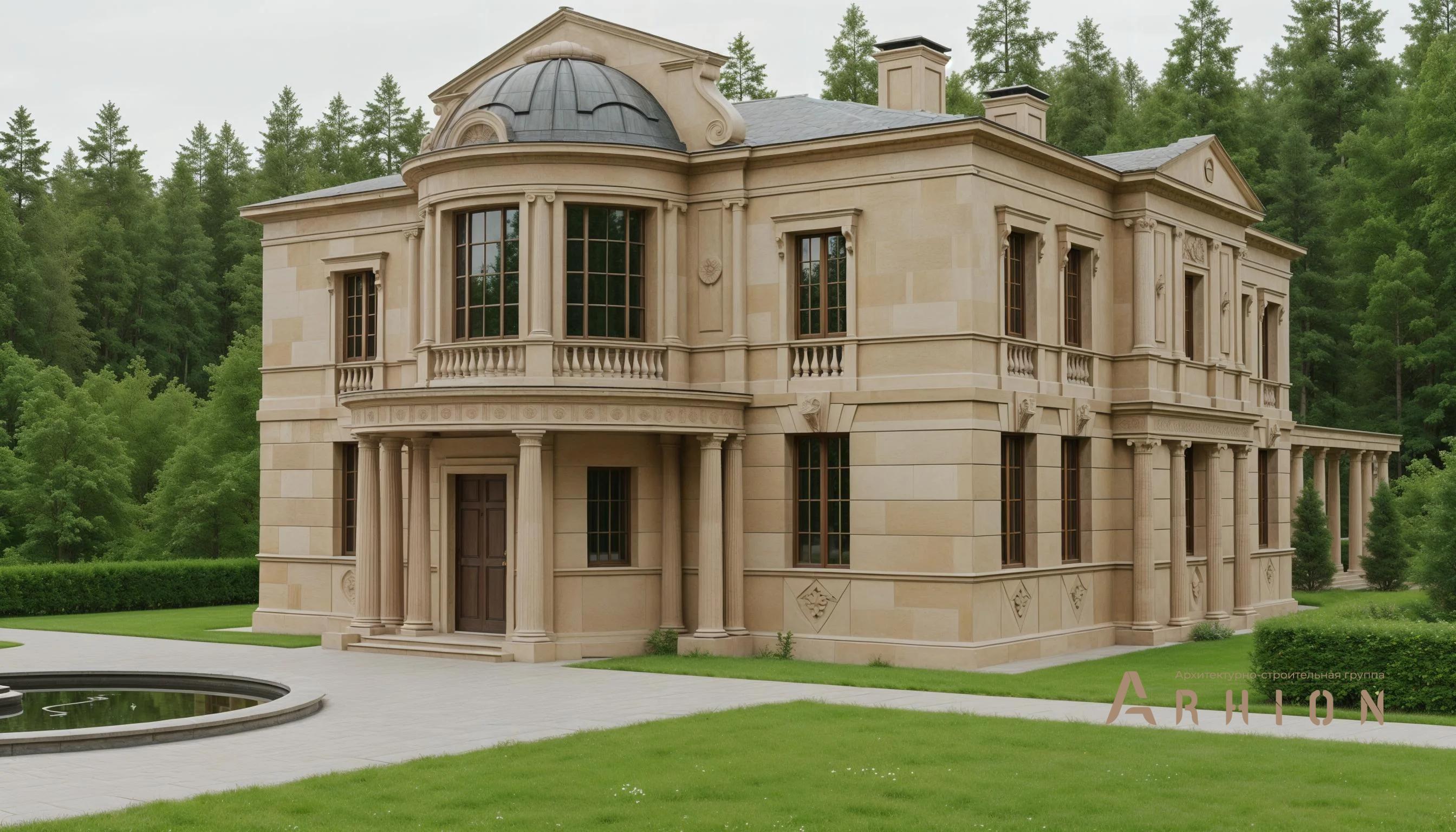 3. Проект двухэтажного дома в классическом стиле с многоскатной кровлей, AM-29, площадью - 460 кв c балконом, эркером