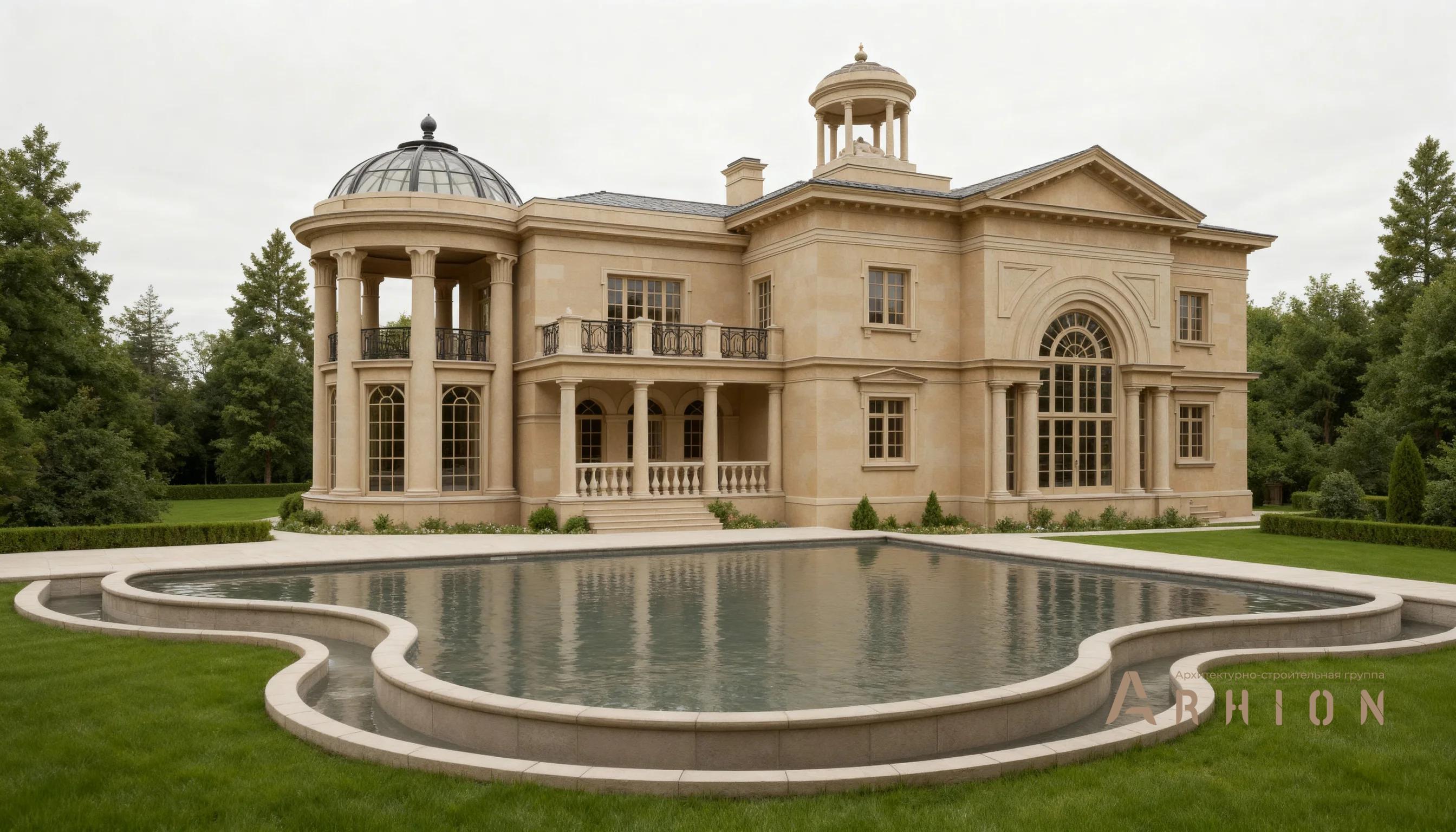 3. Проект двухэтажного дома в классическом стиле с многоскатной кровлей, AM-30, площадью - 520 кв c терассой, балконом, вторым светом