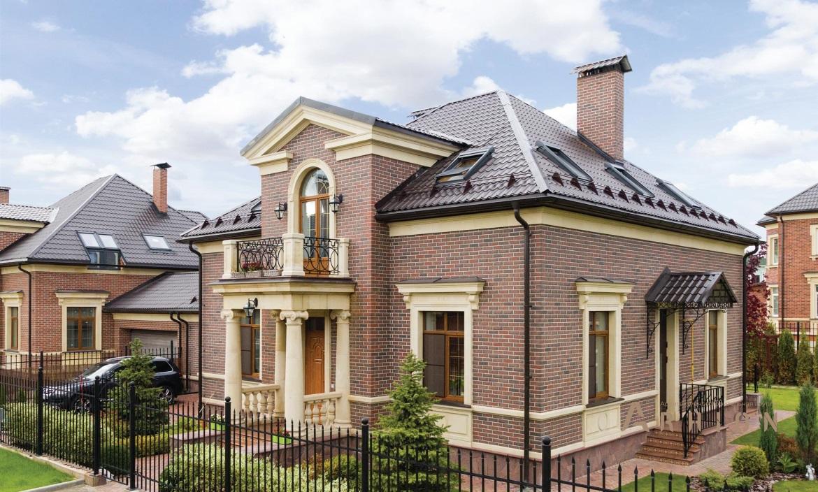 1. Проект одноэтажного дома в классическом стиле с плоской кровлей , an-1, площадью - 225 кв c мансардой, терассой