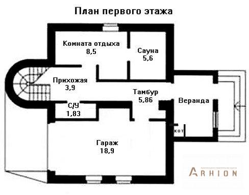 6. Проект двухэтажного дома в современном стиле с плоской кровлей , AS-022, площадью - 141 кв c мансардой, сауной, балконом, гаражом