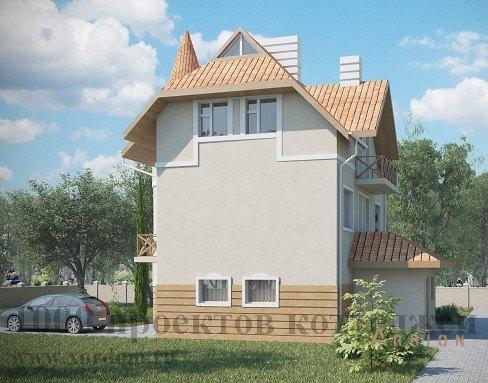 4. Проект двухэтажного дома в современном стиле с плоской кровлей , AS-022, площадью - 141 кв c мансардой, сауной, балконом, гаражом