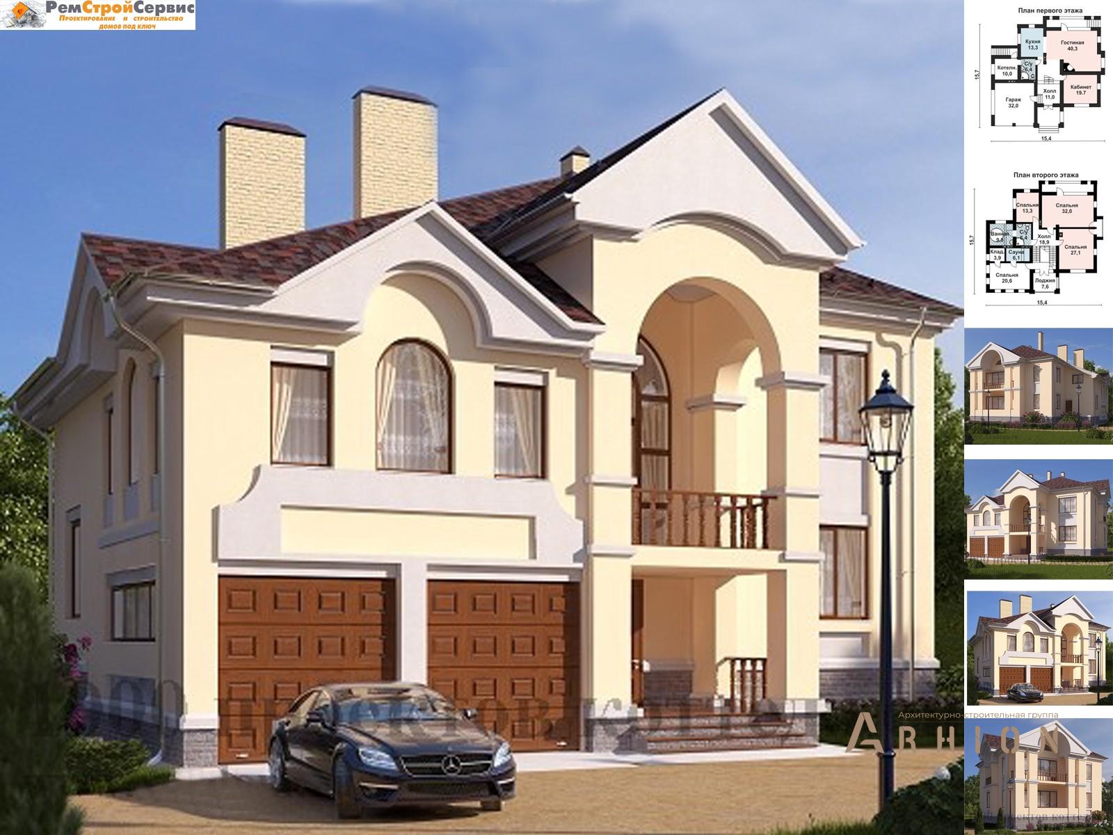 1. Проект двухэтажного дома в современном стиле с плоской кровлей , AS-2010, площадью - 268 кв c сауной, гаражом