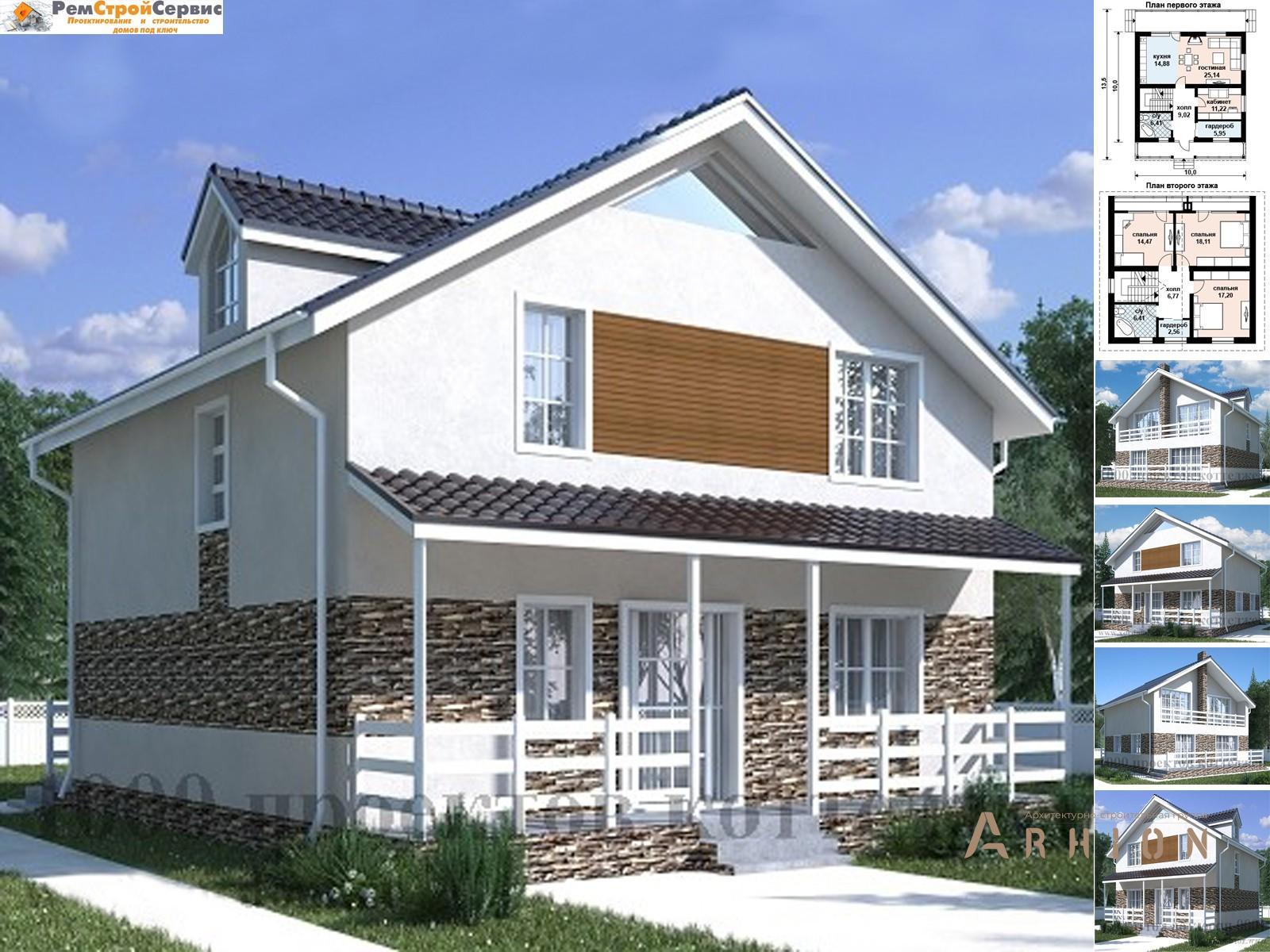 1. Проект одноэтажного дома в финском стиле с двускатной кровлей, AS-2030, площадью - 155 кв c мансардой