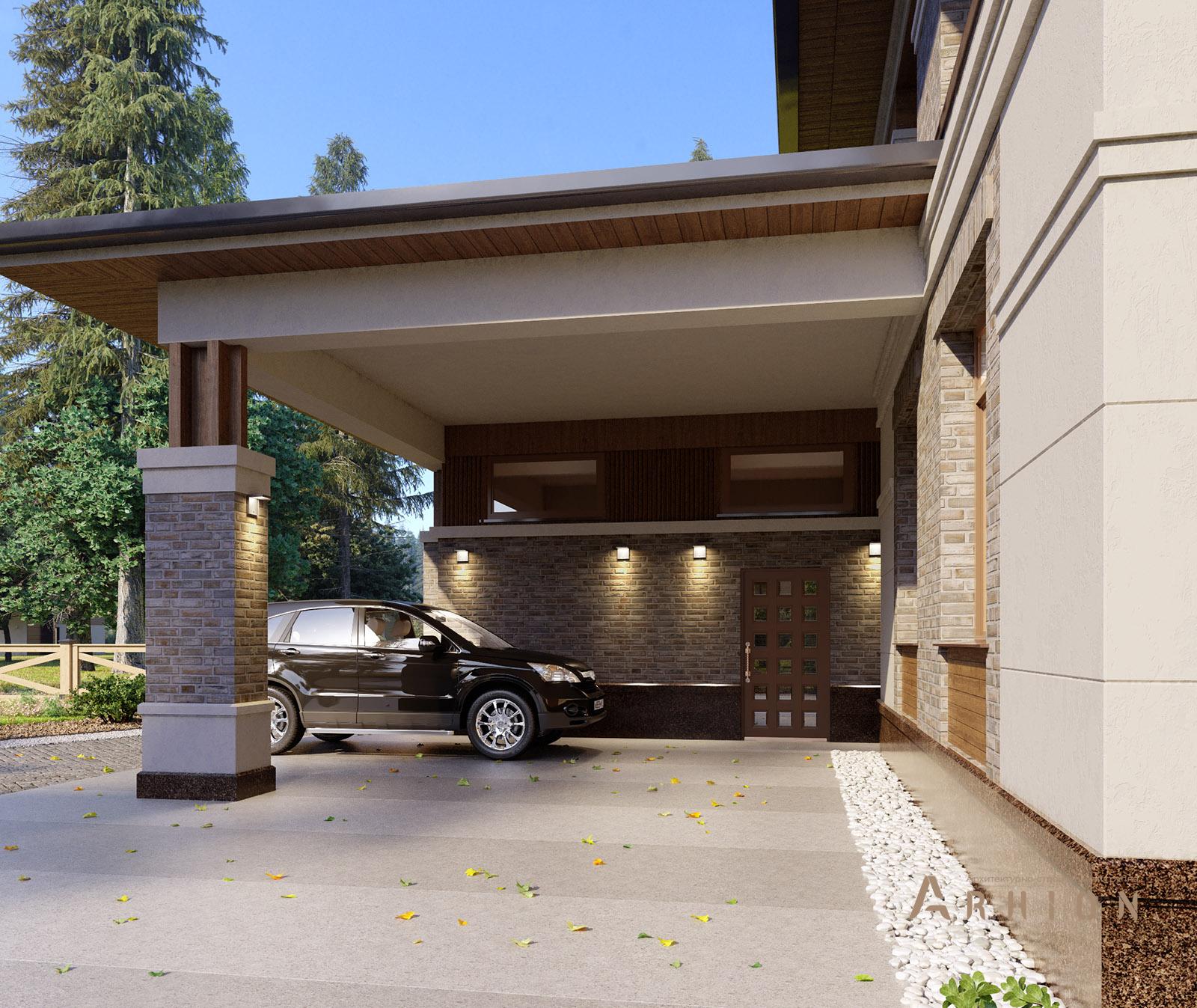 6. Проект двухэтажного дома в современном стиле с многоскатной кровлей, av-200, площадью - 394 кв c цокольным этажом, мансардой, терассой, гаражом