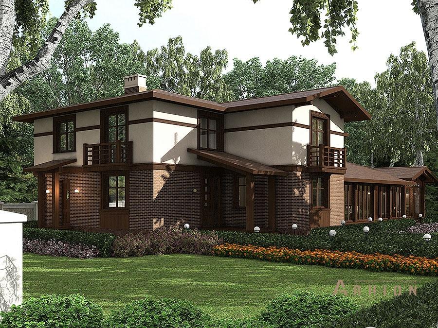 3. Проект двухэтажного дома в альпийском стиле с многоскатной кровлей, av-376, площадью - 376 кв c сауной, балконом, бассейном