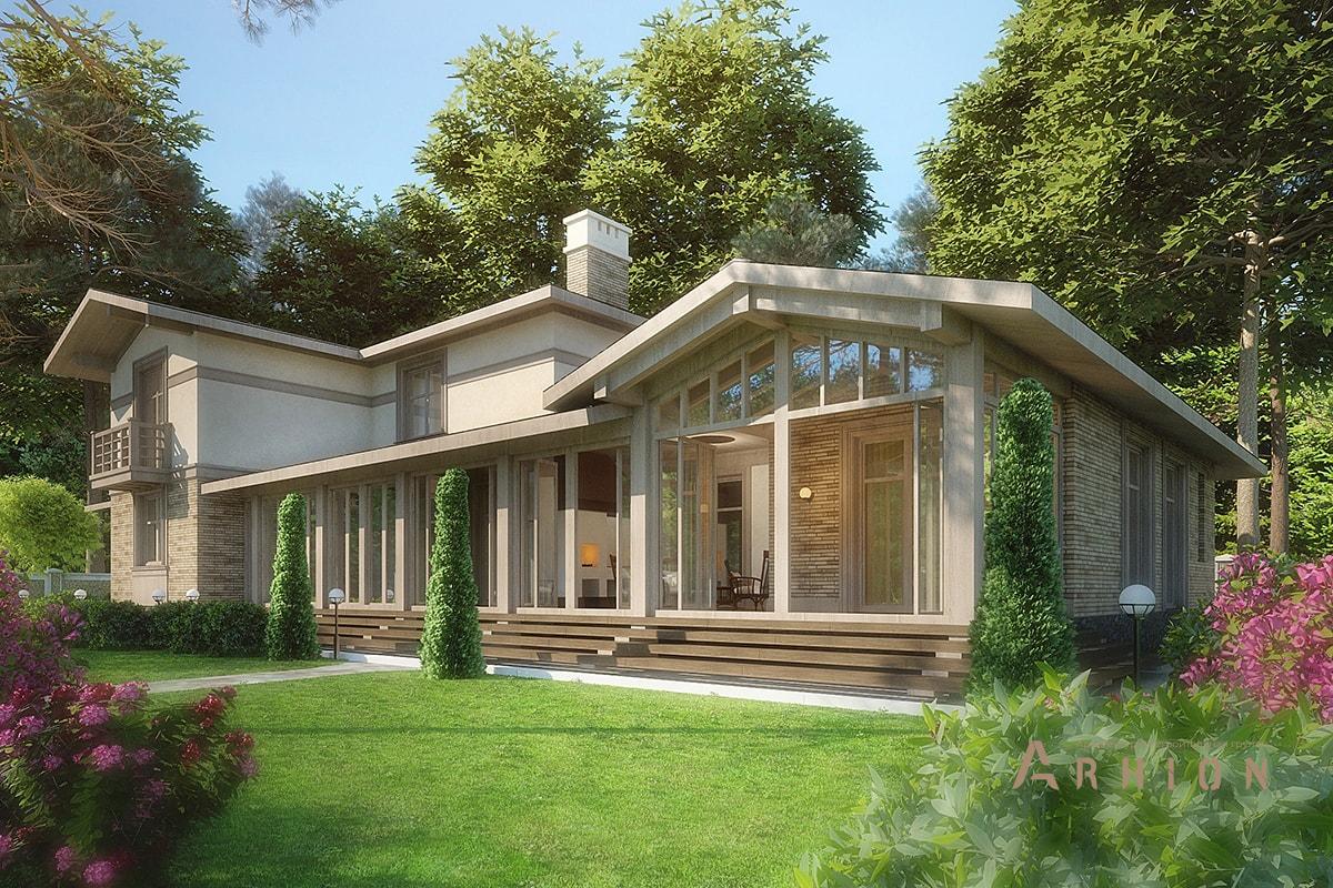 8. Проект двухэтажного дома в альпийском стиле с многоскатной кровлей, av-376, площадью - 376 кв c сауной, балконом, бассейном