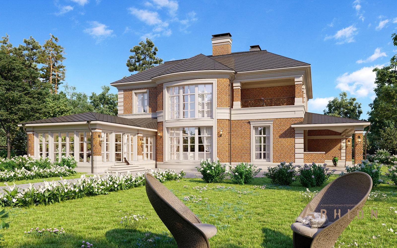 2. Проект двухэтажного дома в классическом стиле с многоскатной кровлей, av-659, площадью - 452 кв c цокольным этажом, терассой, гаражом, эркером