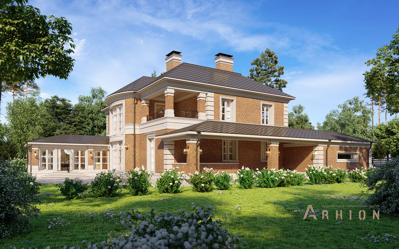 3. Проект двухэтажного дома в классическом стиле с многоскатной кровлей, av-659, площадью - 452 кв c цокольным этажом, терассой, гаражом, эркером