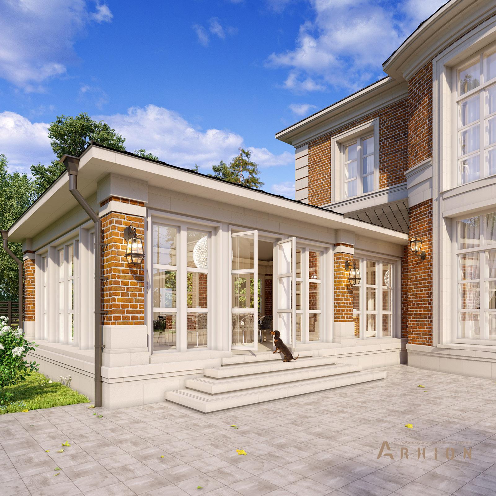 6. Проект двухэтажного дома в классическом стиле с многоскатной кровлей, av-659, площадью - 452 кв c цокольным этажом, терассой, гаражом, эркером