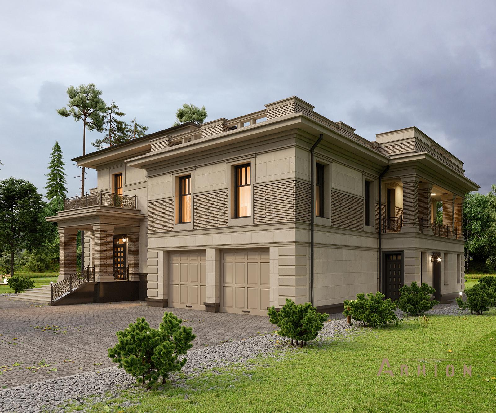 3. Проект двухэтажного дома в классическом стиле с многоскатной кровлей, av-670, площадью - 673 кв c цокольным этажом, терассой, балконом, гаражом, вторым светом