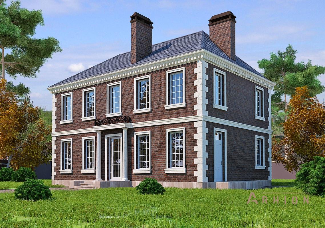 1. Проект двухэтажного дома в английском стиле с четырехскатной, BA-135, площадью - 149 кв