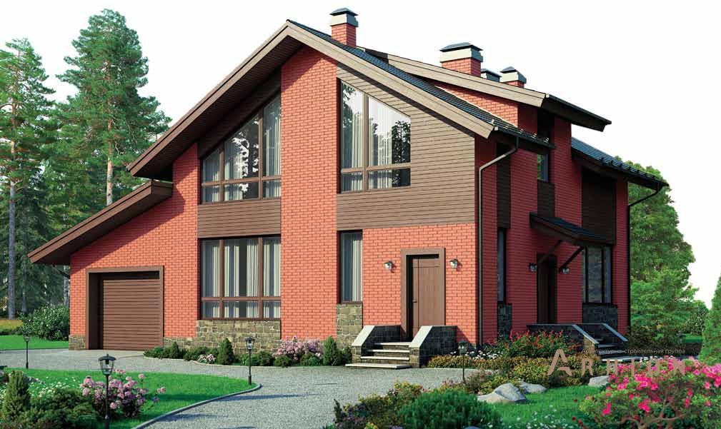 1. Проект одноэтажного дома в скандинавском стиле с многоскатной кровлей, BR-162, площадью - 162 кв c мансардой, терассой, гаражом, вторым светом