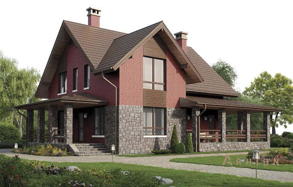 1. Проект одноэтажного дома в скандинавском стиле с плоской кровлей , BR-164, площадью - 164 кв c мансардой, терассой