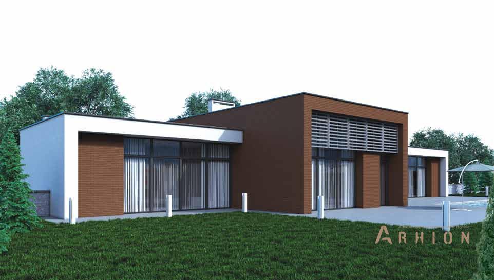 2. Проект одноэтажного дома в стиле хай-тек с плоской кровлей , BR-185, площадью - 165 кв