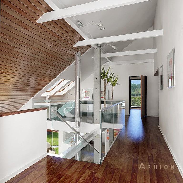 3. Проект одноэтажного дома в стиле шале с двускатной кровлей, BY-16, площадью - 199 кв c мансардой, терассой, балконом, гаражом, эркером, вторым светом