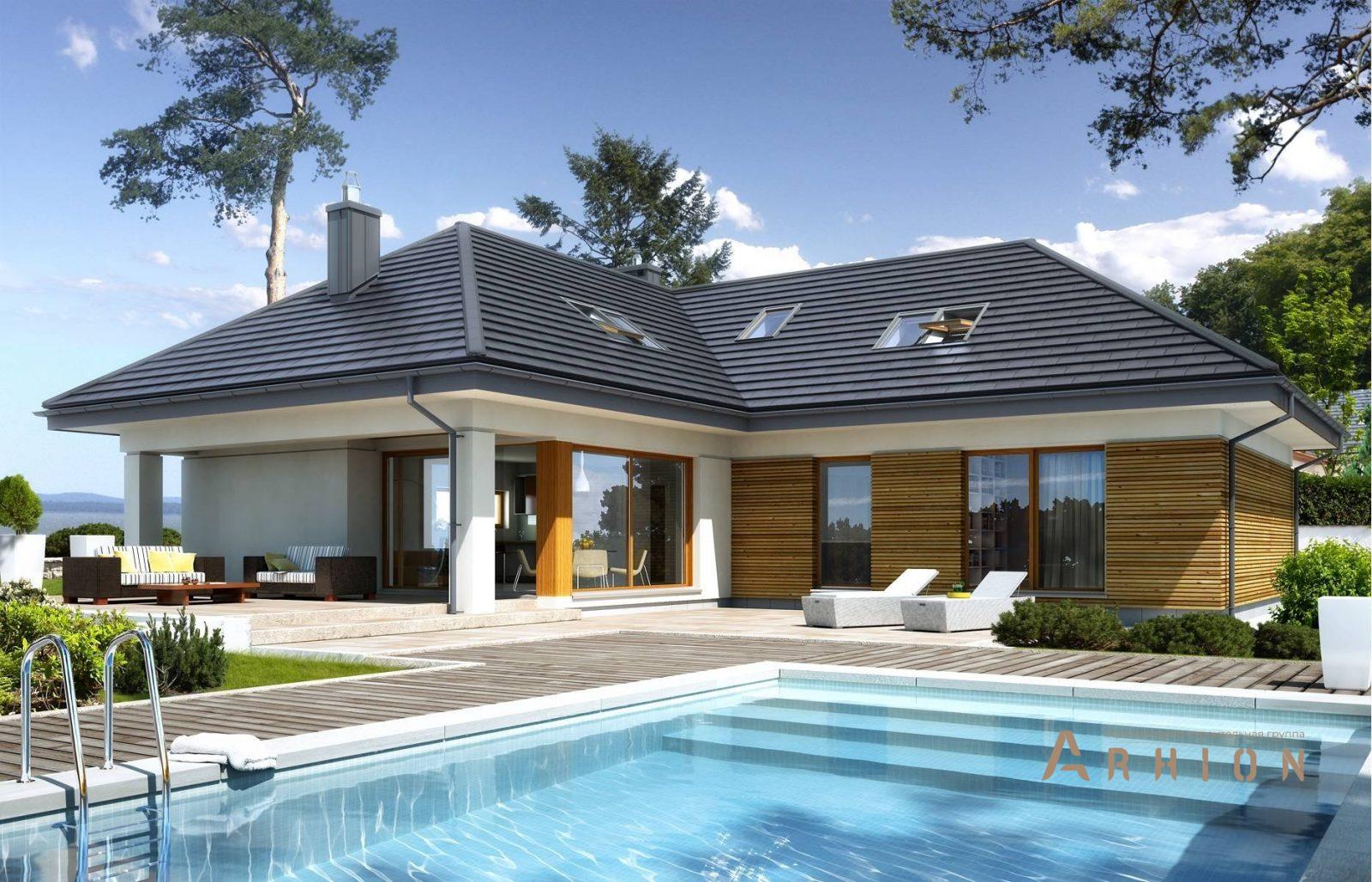 3. Проект одноэтажного дома в современном стиле с плоской кровлей , BY-3, площадью - 164 кв c мансардой, гаражом