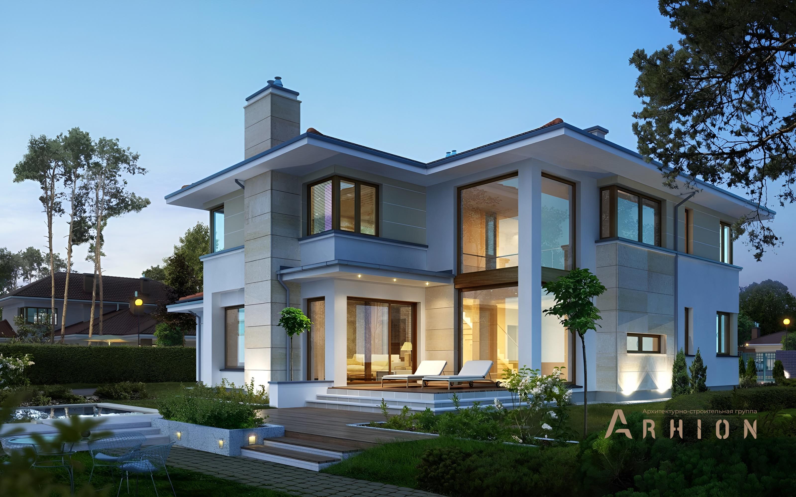 2. Проект двухэтажного дома в современном стиле с четырехскатной, BY-8, площадью - 226 кв c гаражом