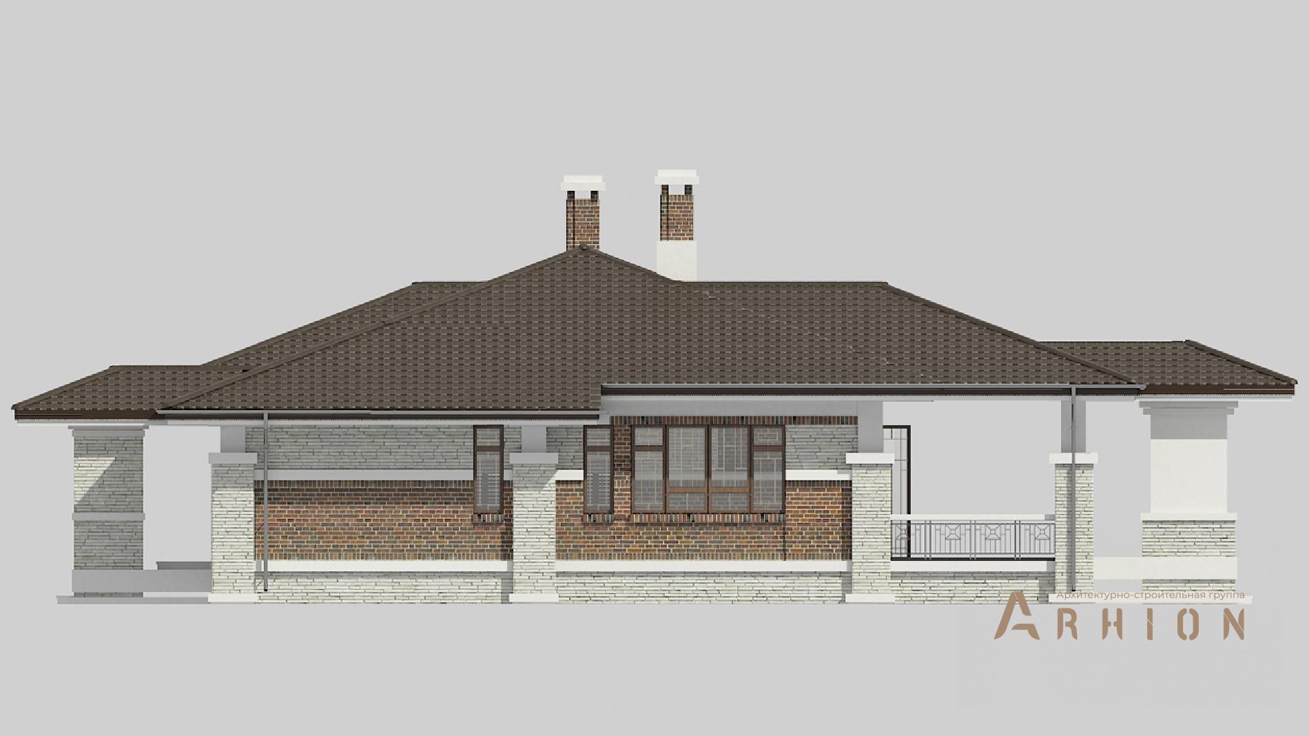 2. Проект одноэтажного дома в стиле Ллойда Райта (прерий) с четырехскатной, cp-08-02, площадью - 418 кв c цокольным этажом, сауной, терассой