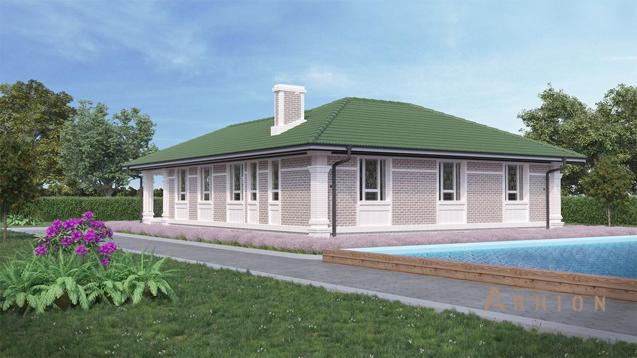 3. Проект одноэтажного дома в классическом стиле с четырехскатной, cp-08-07, площадью - 299 кв c цокольным этажом