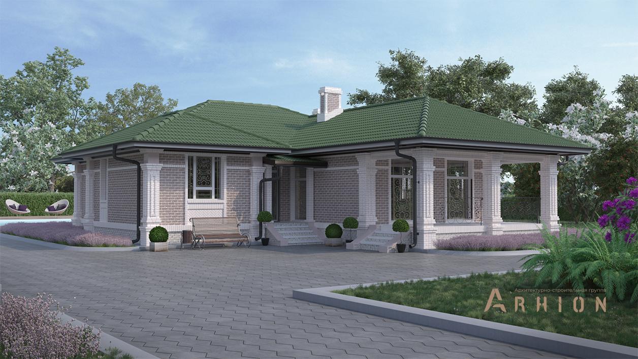 1. Проект одноэтажного дома в классическом стиле с четырехскатной, cp-08-07, площадью - 299 кв c цокольным этажом