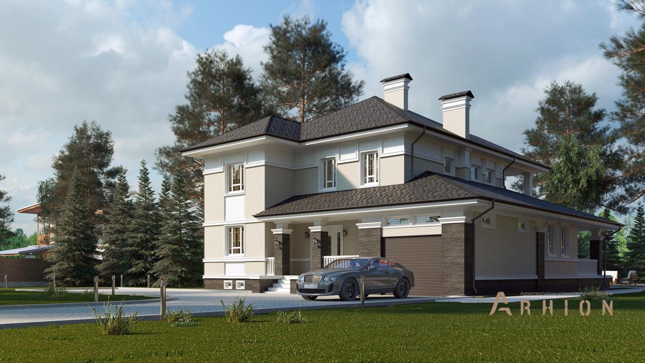 2. Проект двухэтажного дома в современном стиле с четырехскатной, cp-13-01, площадью - 199 кв c гаражом