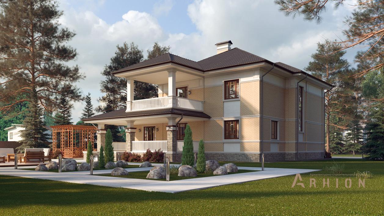 2. Проект двухэтажного дома в современном стиле с плоской кровлей , cp-13-02, площадью - 218 кв c гаражом