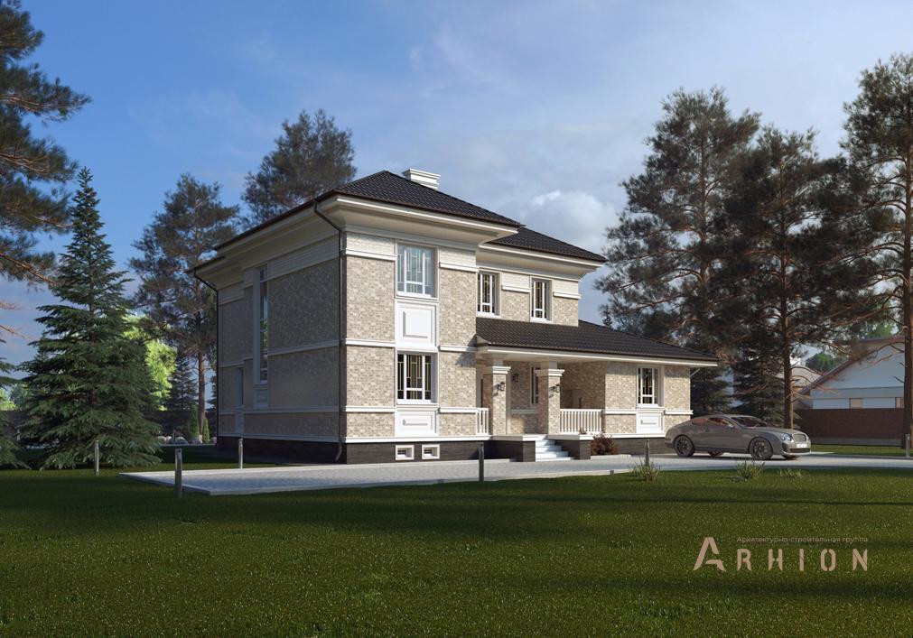 2. Проект двухэтажного дома в современном классическом стиле с плоской кровлей , cp-13-03, площадью - 199 кв c сауной, терассой, балконом