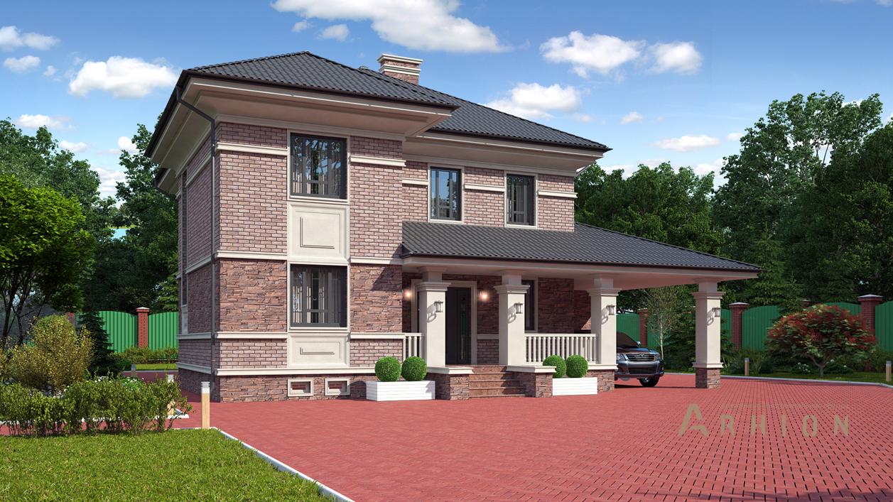 2. Проект двухэтажного дома в современном стиле с плоской кровлей , cp-13-06, площадью - 176 кв c гаражом