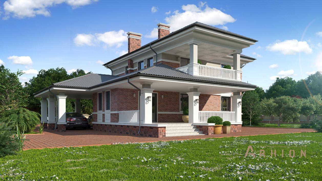 3. Проект двухэтажного дома в современном стиле с четырехскатной, cp-13-07, площадью - 176 кв c гаражом