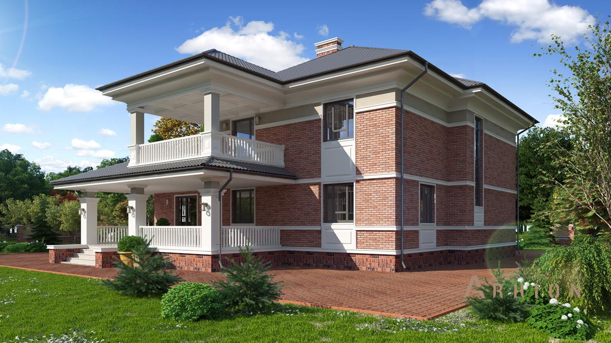 4. Проект двухэтажного дома в современном стиле с четырехскатной, cp-13-07, площадью - 176 кв c гаражом