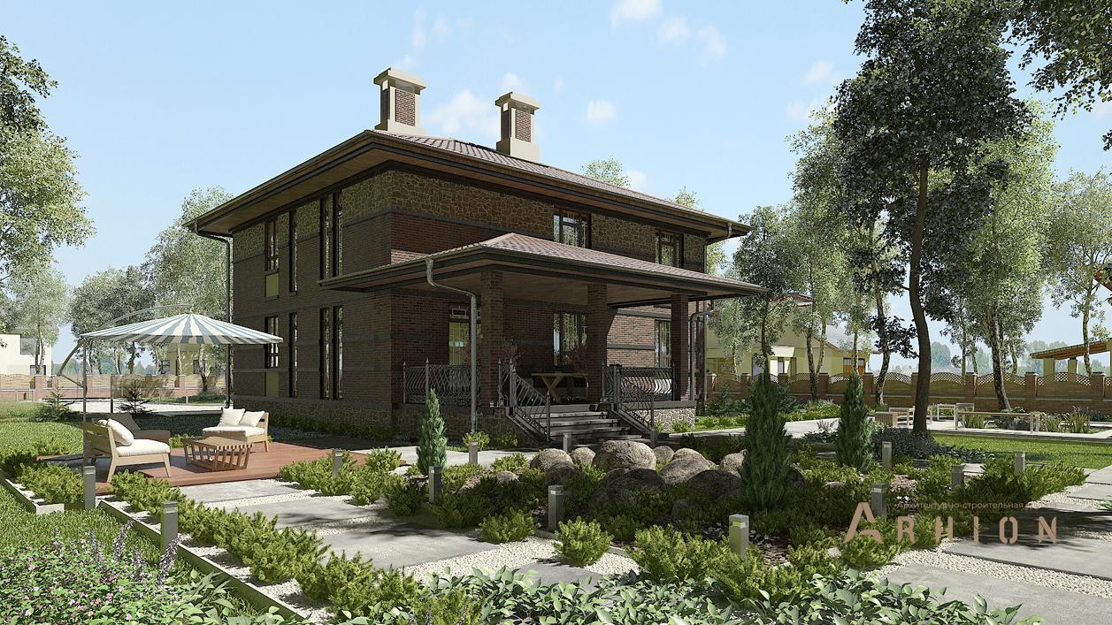 3. Проект двухэтажного дома в современном стиле с плоской кровлей , cp-13-12, площадью - 237 кв c гаражом