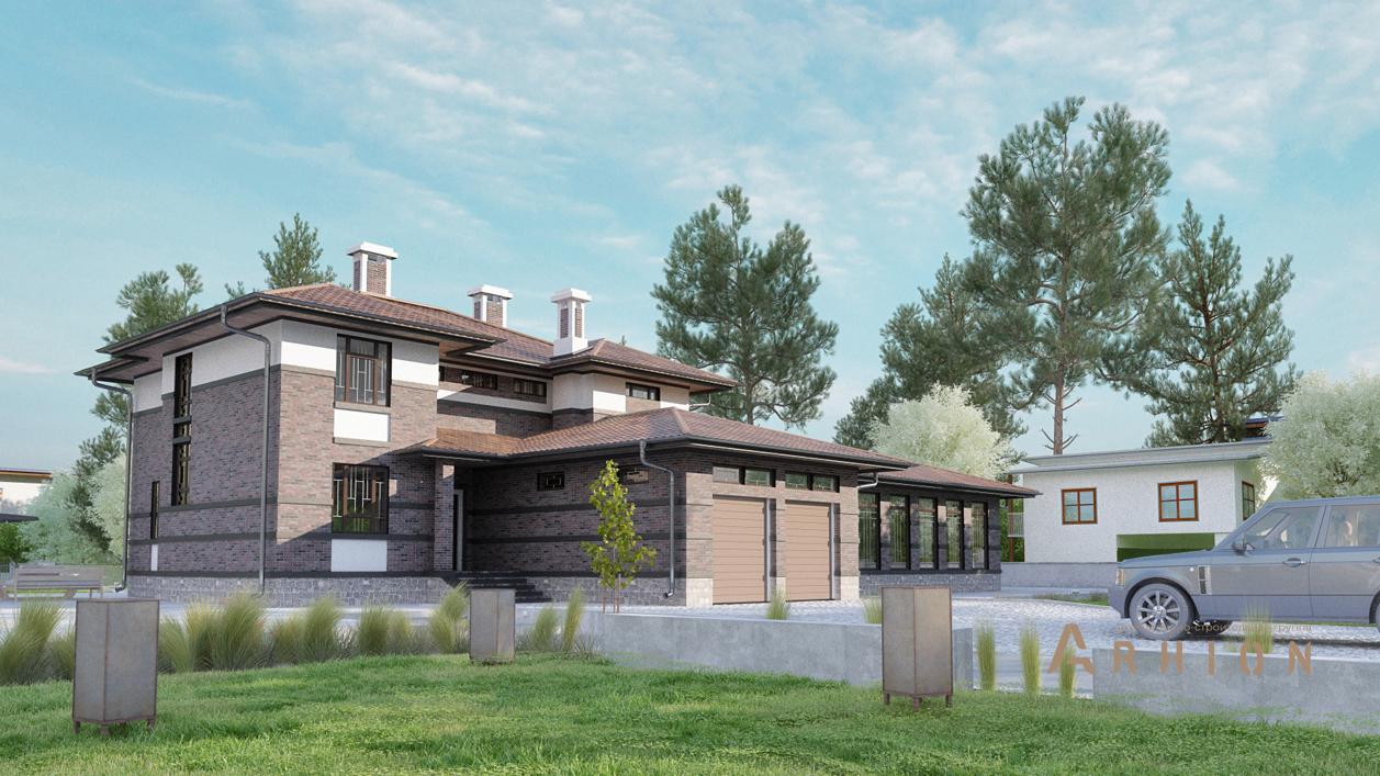 1. Проект двухэтажного дома в современном стиле с четырехскатной, cp-13-14, площадью - 383 кв