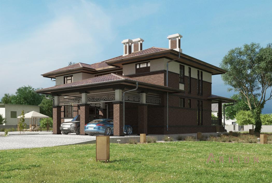 2. Проект двухэтажного дома в современном стиле с плоской кровлей , cp-13-24, площадью - 237 кв c гаражом