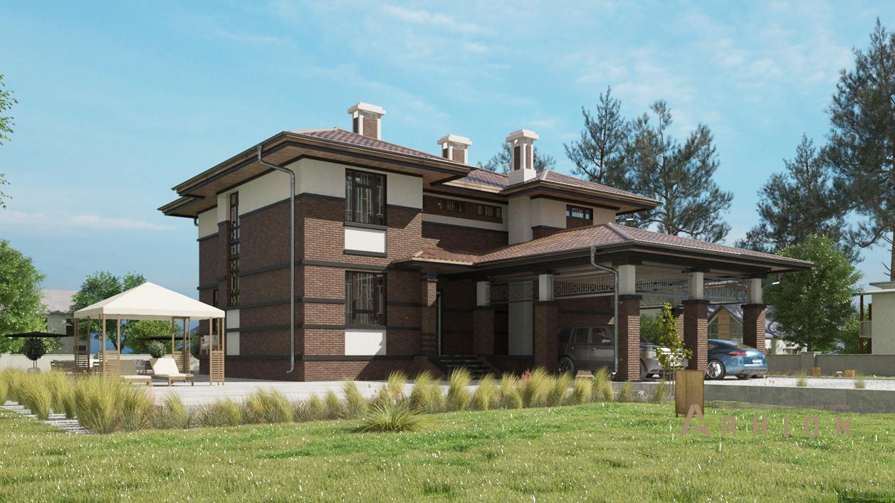 1. Проект двухэтажного дома в современном стиле с плоской кровлей , cp-13-24, площадью - 237 кв c гаражом