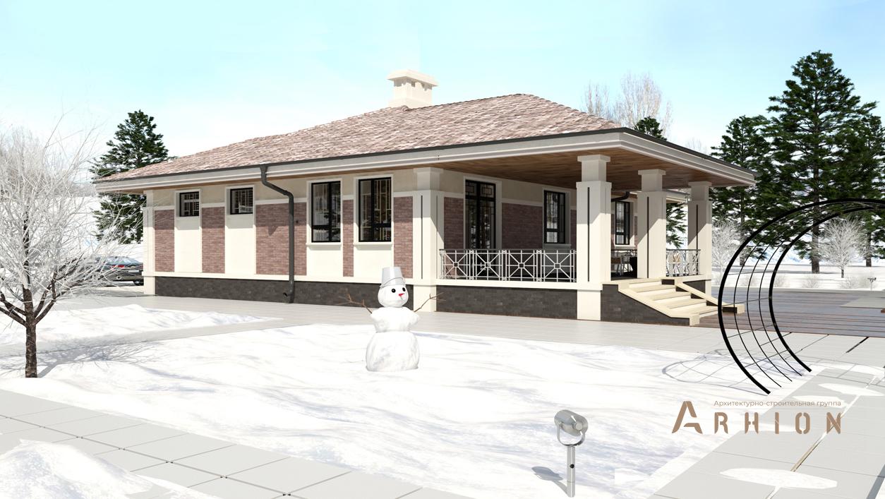 3. Проект одноэтажного дома в стиле Ллойда Райта (прерий) с многоскатной кровлей, cp-13-32, площадью - 125 кв c терассой, гаражом