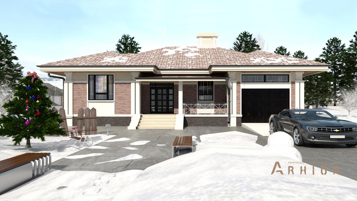 1. Проект одноэтажного дома в стиле Ллойда Райта (прерий) с многоскатной кровлей, cp-13-32, площадью - 125 кв c терассой, гаражом