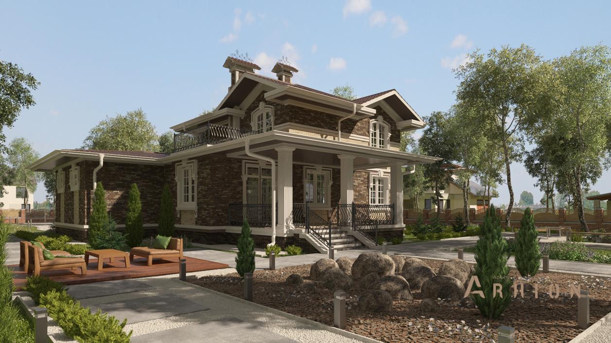 4. Проект двухэтажного дома в современном стиле с плоской кровлей , cp-13-78, площадью - 218 кв c терассой, гаражом